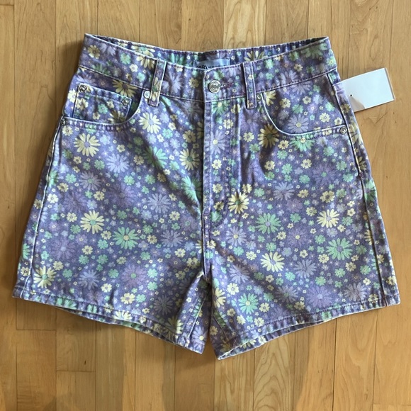 NEW Zara floral purple non-stretch denim shorts size 4 - Picture 5 of 14